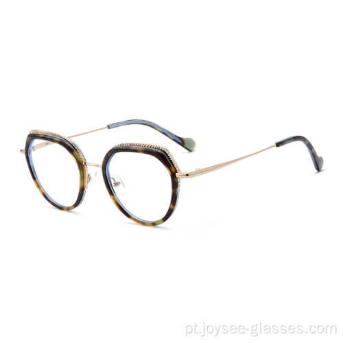 Modelos redondos modelos populares acetato de metal combinado moldura óptica óculos ópticos